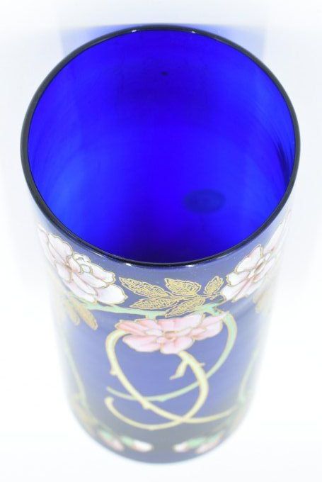 Legras – Vase Cylindre bleu